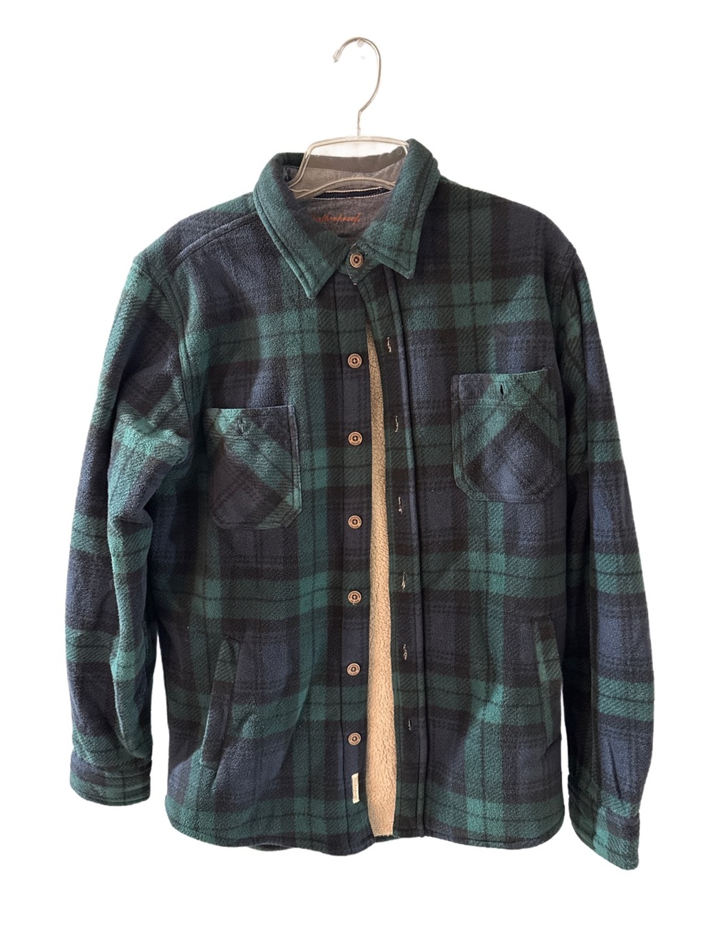 Weatherproof Vintage Men's Green & Blue Plaid Sherpa-Lined Jacket